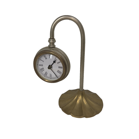 Vintage Antique Brass Desk Clock Table Detective Clocks Brass Deco MCM Gold - Picture 1 of 8